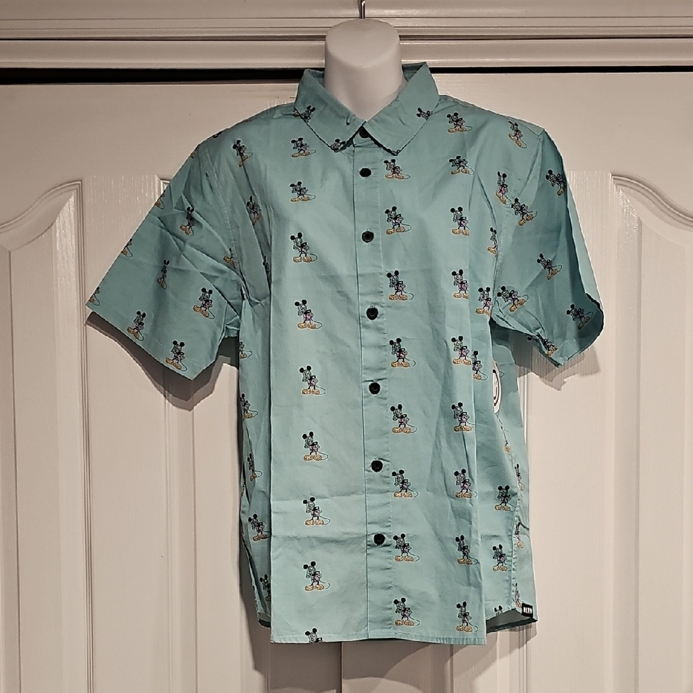 Neff Fractal Mickey SS Men's Buttondown Sz M NWT